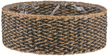 Seegras Körbe rund, 33x33x12/37x37x14/43x43x16cm, 3er Set, schwarz