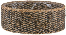 Seegras Körbe rund, 33x33x12/37x37x14/43x43x16cm, 3er Set, schwarz