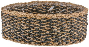 Seegras Körbe rund, 33x33x12/37x37x14/43x43x16cm, 3er Set, schwarz