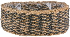 Seegras Körbe rund, 33x33x12/37x37x14/43x43x16cm, 3er Set, schwarz
