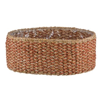 Sea grass baskets round, 33x33x12/37x37x14/43x43x16cm, set of 3, walnut