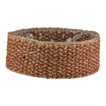 Sea grass baskets round, 33x33x12/37x37x14/43x43x16cm, set of 3, walnut