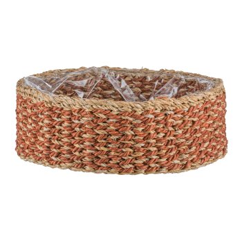 Sea grass baskets round, 33x33x12/37x37x14/43x43x16cm, set of 3, walnut