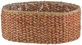Sea grass baskets round, 33x33x12/37x37x14/43x43x16cm, set of 3, walnut