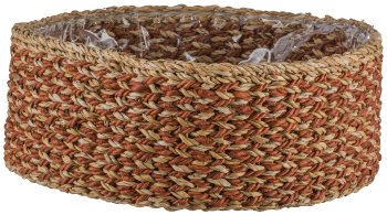 Sea grass baskets round, 33x33x12/37x37x14/43x43x16cm, set of 3, walnut