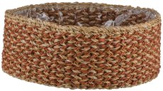 Sea grass baskets round, 33x33x12/37x37x14/43x43x16cm, set of 3, walnut