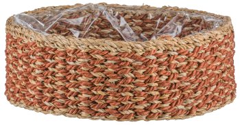 Sea grass baskets round, 33x33x12/37x37x14/43x43x16cm, set of 3, walnut