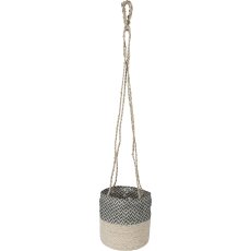 Jute seagrass hanging basket, with PVC insert, 20x20cm/100cm hanger, moss