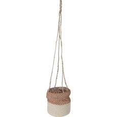 Jute seagrass hanging basket, with PVC insert, 20x20cm/100cm hanger, cinnamon