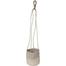 Jute seagrass hanging basket, with PVC insert, 20x20cm/100cm hanger, natural