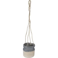 Jute seagrass hanging basket, with PVC insert, 20x20cm/100cm hanger, pigeon blue