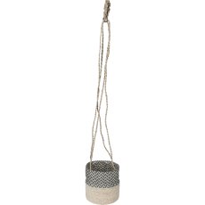 Jute seagrass hanging basket, with PVC insert, 16x16cm/100cm hanger, moss