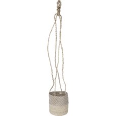 Jute seagrass hanging basket, with PVC insert, 16x16cm/100cm hanger, natural
