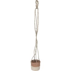 Jute seagrass hanging basket, with PVC insert, 12x12cm/100cm hanger, cinnamon