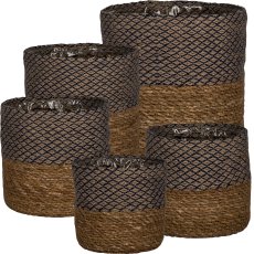 Jute seagrass basket cylinder, with PVC insert, 12x12/14x14/16x16/18x18/20x20c