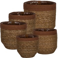 Seagrass cotton basket, U-shaped, with PVC insert, 14x14/16x16/18x18/20x20/22x22c