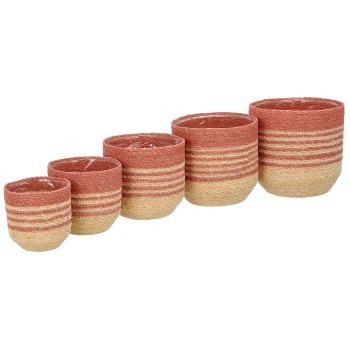 Natur/Seegras Übertopf mit Pflanzeinsatz, 5er Set, 12x12x12/14x14x14/16x16x16/18x