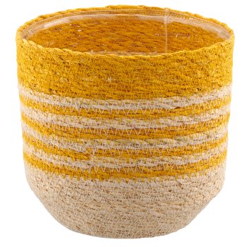 Natur/Seegras Übertopf mit Pflanzeinsatz, 5er Set, 12x12x12/14x14x14/16x16x16/18x