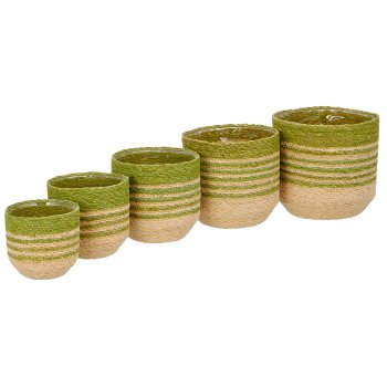 Natur/Seegras Übertopf mit Pflanzeinsatz, 5er Set, 12x12x12/14x14x14/16x16x16/18x