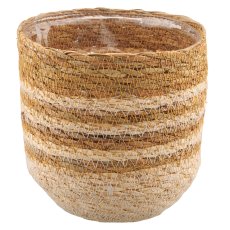 Natur/Seegras Übertopf mit Pflanzeinsatz, 5er Set, 12x12x12/14x14x14/16x16x16/18x