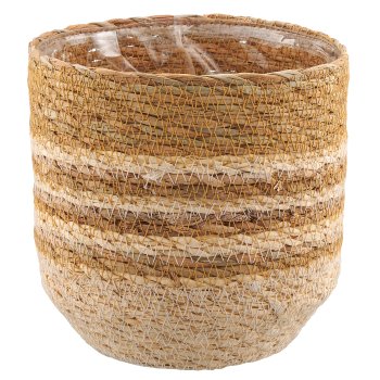 Natur/Seegras Übertopf mit Pflanzeinsatz, 5er Set, 12x12x12/14x14x14/16x16x16/18x