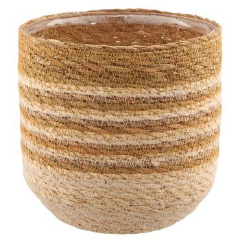 Natur/Seegras Übertopf mit Pflanzeinsatz, 5er Set, 12x12x12/14x14x14/16x16x16/18x