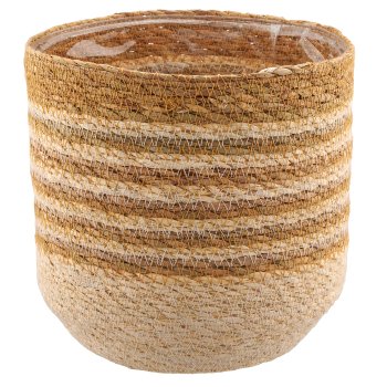Natur/Seegras Übertopf mit Pflanzeinsatz, 5er Set, 12x12x12/14x14x14/16x16x16/18x