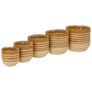 Natur/Seegras Übertopf mit Pflanzeinsatz, 5er Set, 12x12x12/14x14x14/16x16x16/18x