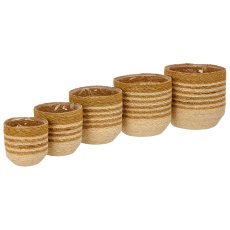 Natur/Seegras Übertopf mit Pflanzeinsatz, 5er Set, 12x12x12/14x14x14/16x16x16/18x