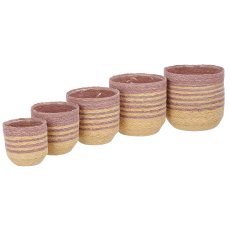 Natur/Seegras Übertopf mit Pflanzeinsatz, 5er Set, 12x12x12/14x14x14/16x16x16/18x