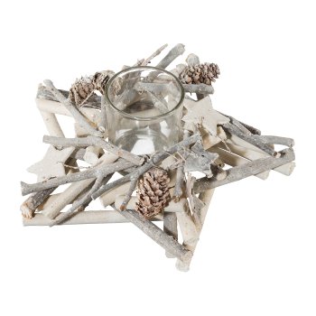 Nature Decoration Tea Light Star White Christmas, 20cm, White