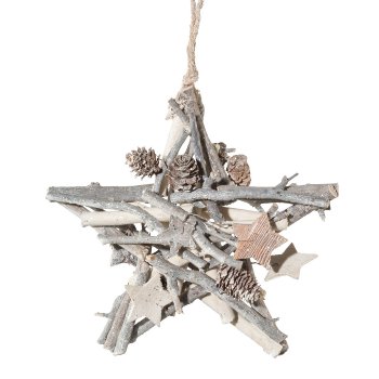 Nature Decoration Star Hanger White Christmas, 20cm, White