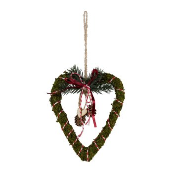 Fir Heart Hanger with Decoration, 15x20cm, Green
