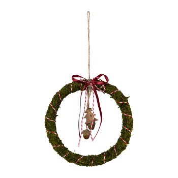 Fir Wreath Hanger with Decoration, 20cm, Green