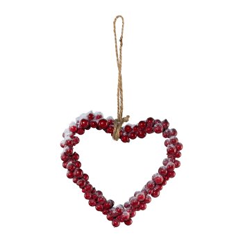 Berry Heart Pendant Open Snow, 17cm, Red
