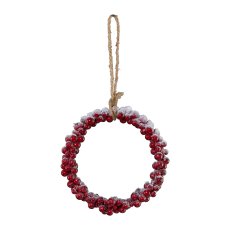 Berry Wreath Hanger Open Snow, 17cm, Red