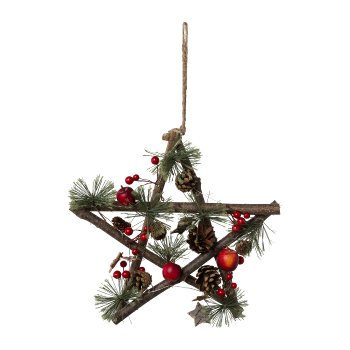 Naturemix Star Hanger with 10LED/6H Timer Nostalgia, 30x30x6cm, Nature