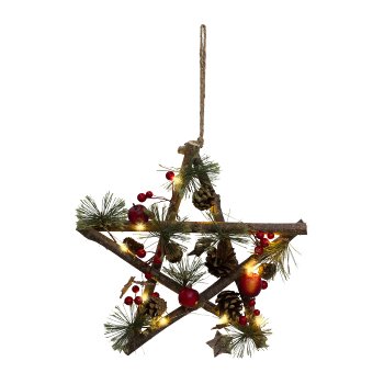 Naturemix Star Hanger with 10LED/6H Timer Nostalgia, 30x30x6cm, Nature