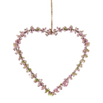Veil Herb Heart Pendant, 16x16x1cm, Pink