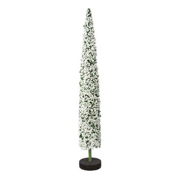 Polyester Perlen Baum auf Holzbase, 38x6x6cm, weiß