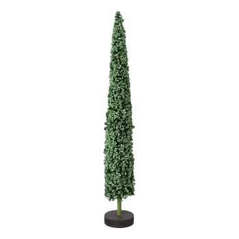 Polyester Perlen Baum auf Holzbase, 38x6x6cm, dunkel grün