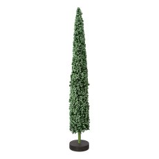 Polyester Perlen Baum auf Holzbase, 38x6x6cm, dunkel grün