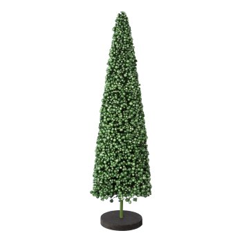 Polyester Perlen Baum auf Holzbase, 50x14x14cm, dunkel grün