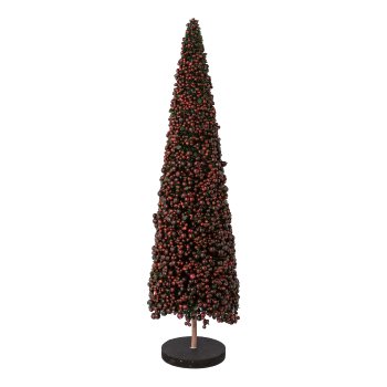 Polyester beads tree on wooden base, 50x14x14cm, dk blue