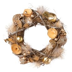Natural rattan cone decoration wreath, 24x24x7cm, gold