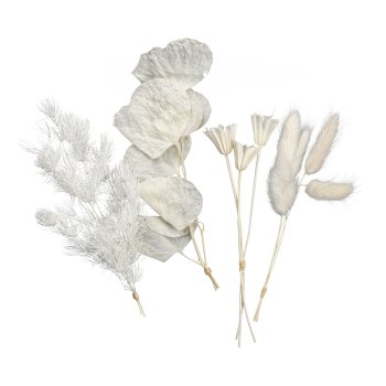 Trockenblumen Mix Deko Material im Bag, 12x18cm, creme