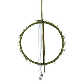 Green fir ring pendant with ribbons, 35cm