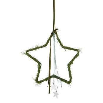 Fir star hanger with strings, 35cm, green