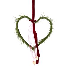 Fir heart hanger with ribbons,