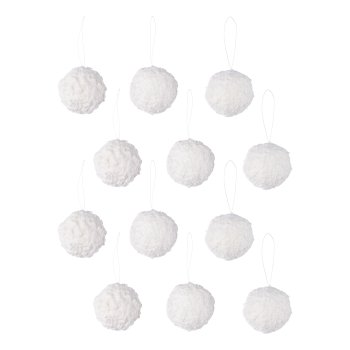 Snowball hanger, 4cm, white, 12/box